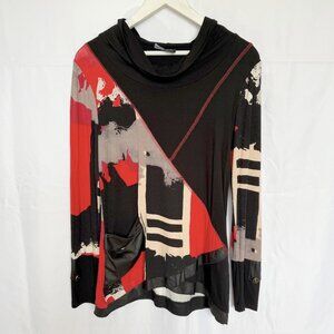 Artex Fashions Artsy Red Black Long Sleeve Top